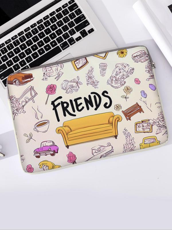 All Over Letter Print Laptop Bag, Cute Zipper Laptop Case, Soft Laptop Cover, Suitable for Laptop, Laptop Cover, Tablet Cover, Laptop Zipper Storage Bag