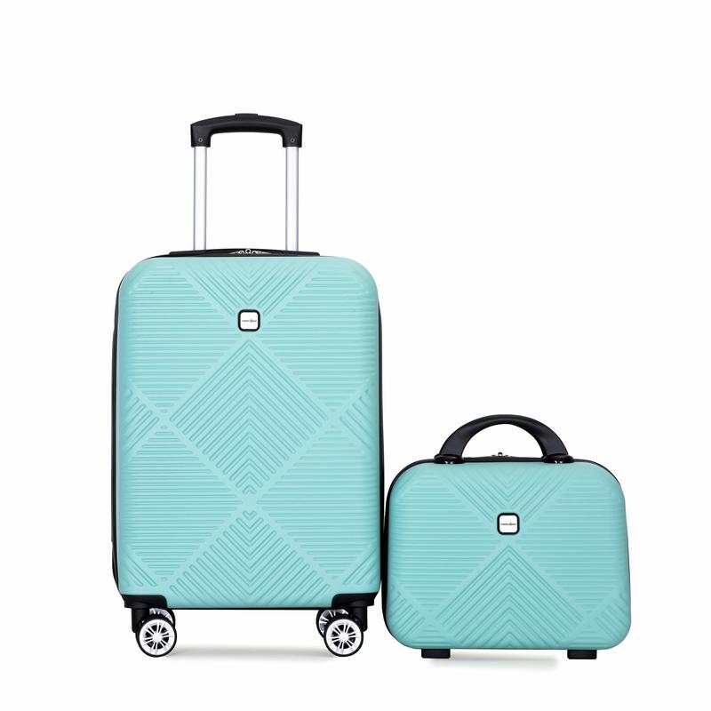 ABS Lightweight 2Piece Luggage Set with Spinner Wheels, 20 14 Inch, for Carry-On and Vanity Cases