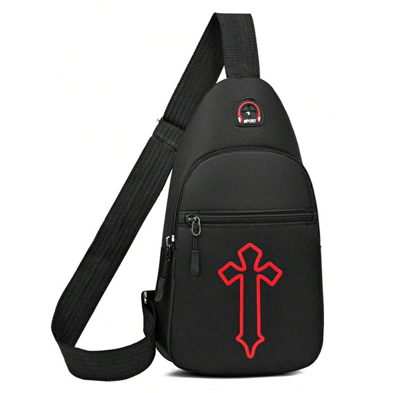 New Waterproof Wear-Resistant Chest Bag Men's Oxford Cloth Small Backpack Fashion Canvas Nylon Chest Shoulder Crossbody Bag Sling Bag With Earphone Hole Holiday Essentials Casual Solid Color Christmas Back To School Multi-Functional Dorm University Studen