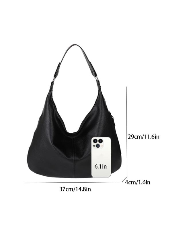 Women's Solid Color Shoulder Bag, Fashionable Large Capacity Tote Bag for Daily Used, Casual Trendy Versatile High-quality Daily Commuting Bag