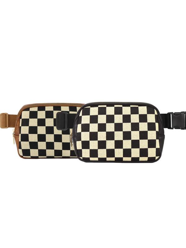 Fashionable Checkerboard Pattern Chest Bag, Casual Versatile Zipper Belt Bag for Women, Trendy All-match Sling Bag for Daily Use