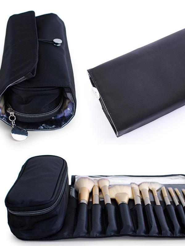 Simple Foldable Makeup Brush Storage Bag,  Basic Waterproof Makeup Bag, Portable Cosmetic Organizer Pouch for Women & Men for Daily Use