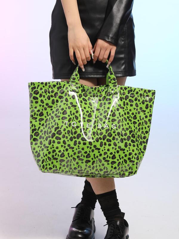 Fashion Leopard Pattern Tote Bag, Casual Large Capacity Shoulder Bag for Women, Trendy All-match Bag for Daily Commute Use