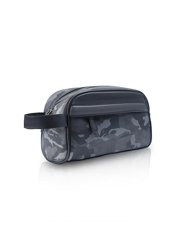 Men's Basic Camo Pattern Zipper Toiletry Bag, Simple Large Capacity Handbag for Daily Use, Casual Trendy Versatile High-quality Daily Toiletry Bag