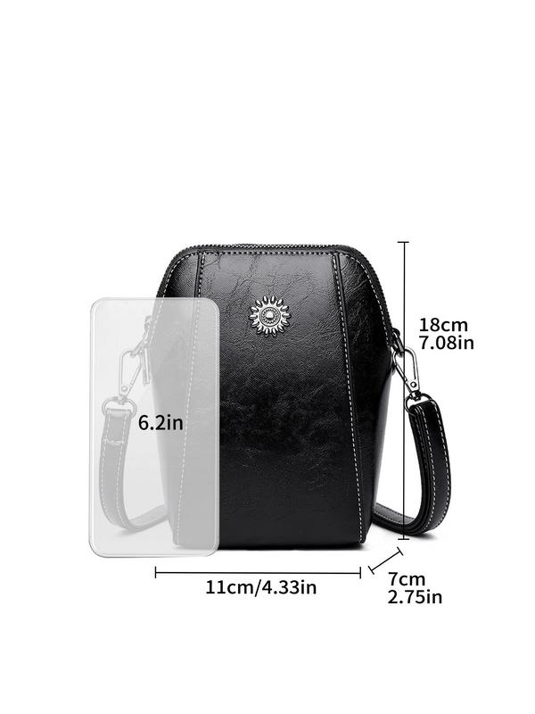 Women's Solid Color Fashionable Pu Leather Crossbody Bag, Casual Versatile Vintage Small Phone Bag for Daily Used, Trendy All-match Commuter Bag