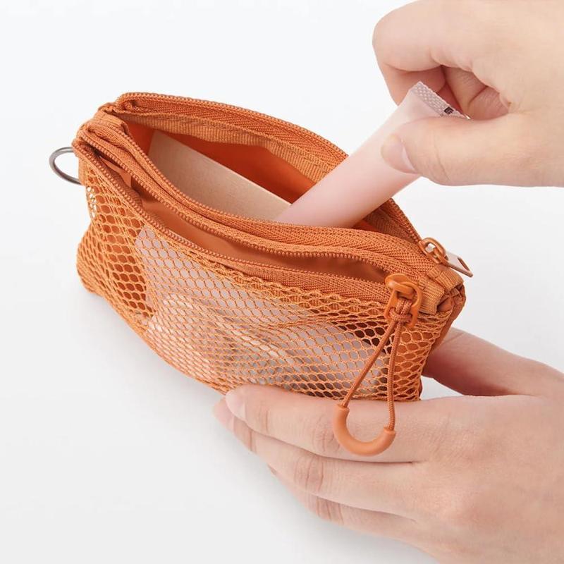 Mesh Zipper Pouch, 1 Count Large Capacity Make Up Storage Bag, Portable Travel Sundries Storage Bag for Indoor & Outdoor