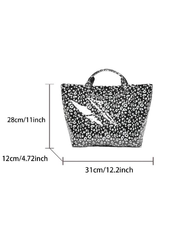 Fashion Leopard Pattern Tote Bag, Casual Large Capacity Shoulder Bag for Women, Trendy All-match Bag for Daily Commute Use