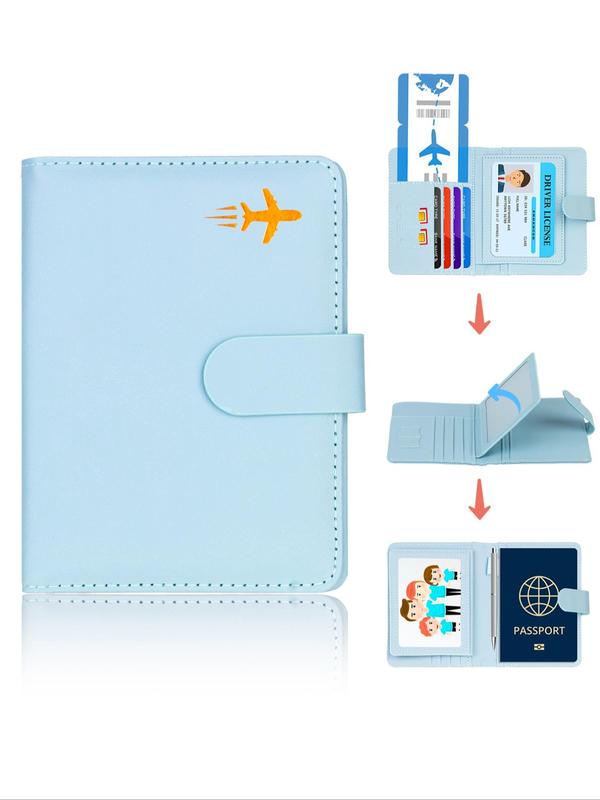 Simple Plain PU Leather Passport Holder Cover,  Travel Document Holder Organizer, Multiple Slots Card Holder