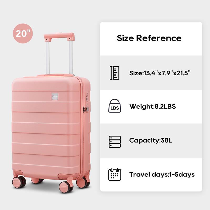 3PCS 20-inch Carry-on Luggage Set, Adorable Lightweight Hardshell Travel Suitcase with TSA Approved Lock and 360 Rotation Smooth Spinner Wheels