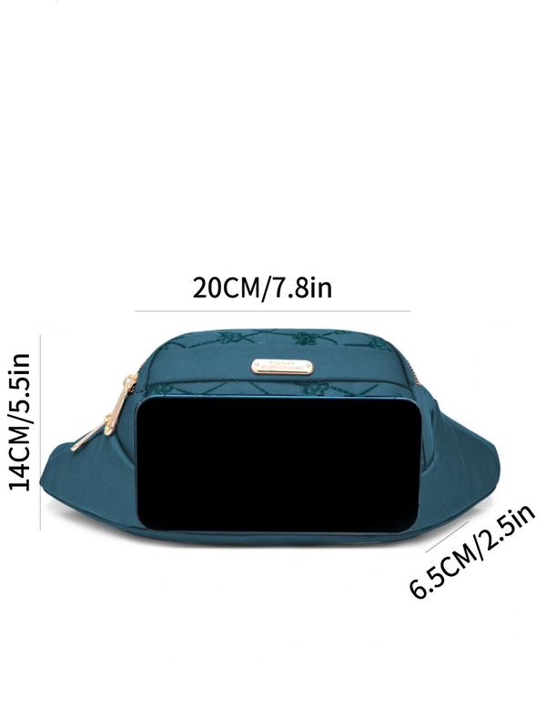 Fashionable Embroidered Fanny Pack, Casual Versatile Zipper Nylon Chest Bag for Women, Trendy All-match Sling Bag for Outdoor Sports and Casual Use