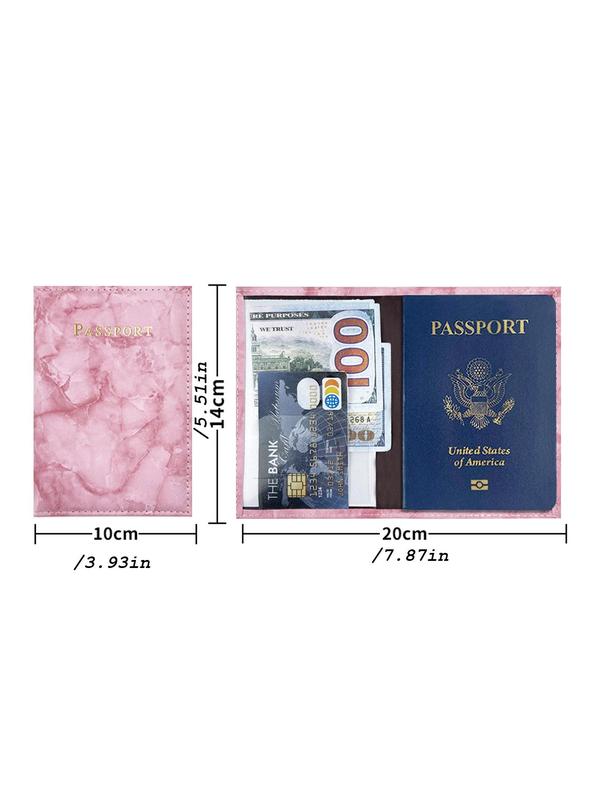 Marble Pattern Passport Cover,  Letter Pattern PU Leather Passport Holder, Travel Accessories For Men & Women