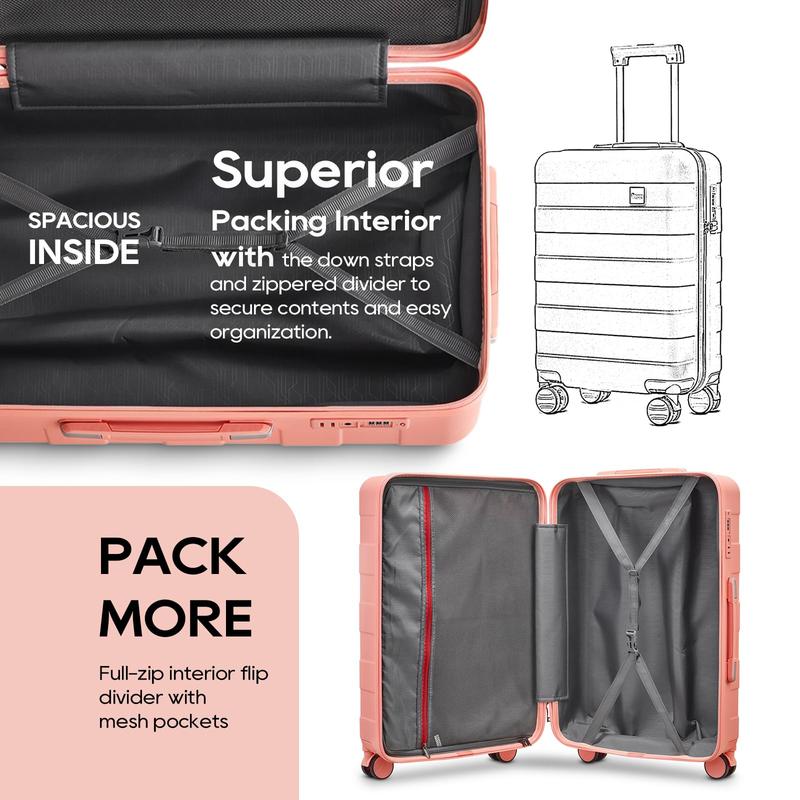 3PCS 20-inch Carry-on Luggage Set, Adorable Lightweight Hardshell Travel Suitcase with TSA Approved Lock and 360 Rotation Smooth Spinner Wheels