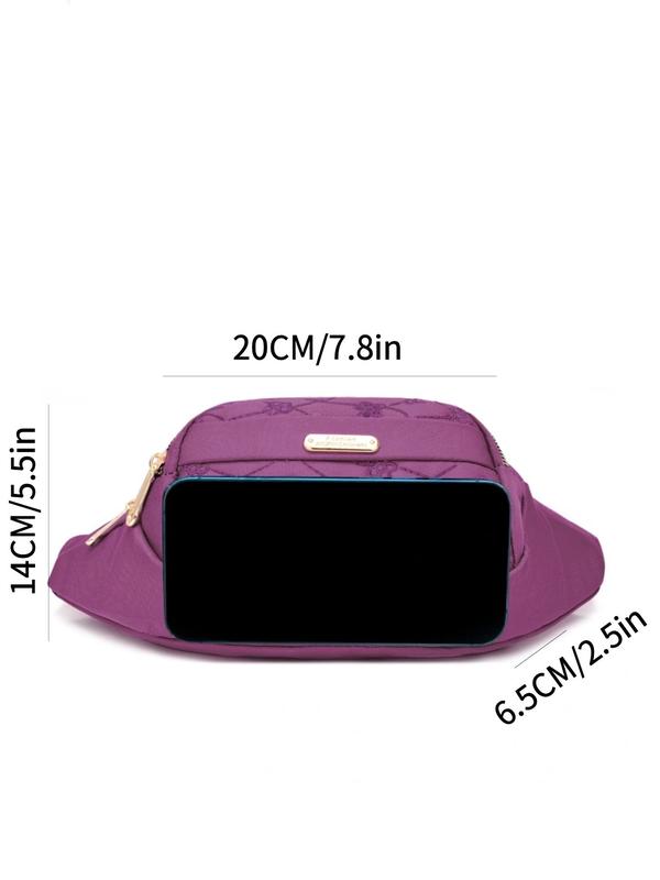 Fashionable Embroidered Fanny Pack, Casual Versatile Zipper Nylon Chest Bag for Women, Trendy All-match Sling Bag for Outdoor Sports and Casual Use