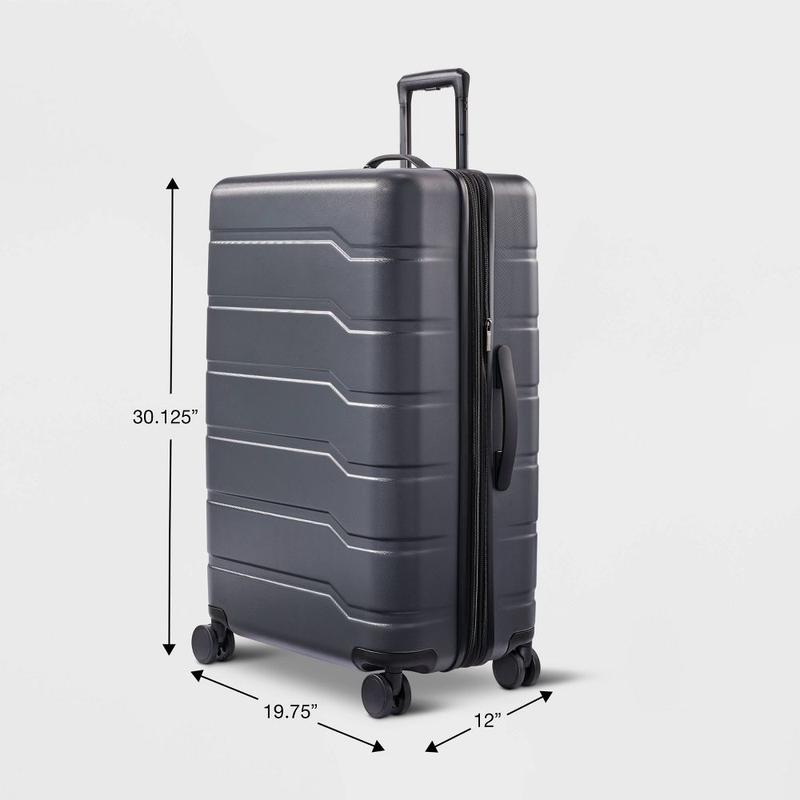 Open Story Hardside Large Checked Luggage Hardshell Spinner Suitcase, Gray