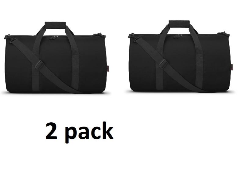 2 PACK-Black Packable Duffle with Adjustable Shoulder Strap and Luggage Trolley Sleeve for Travel