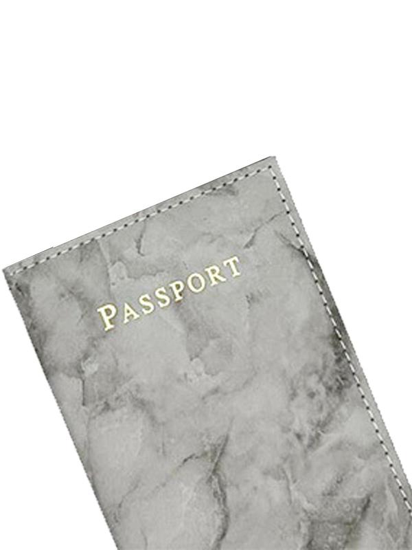 Marble Pattern Passport Cover,  Letter Pattern PU Leather Passport Holder, Travel Accessories For Men & Women