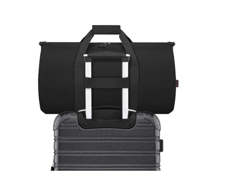 2 PACK-Black Packable Duffle with Adjustable Shoulder Strap and Luggage Trolley Sleeve for Travel