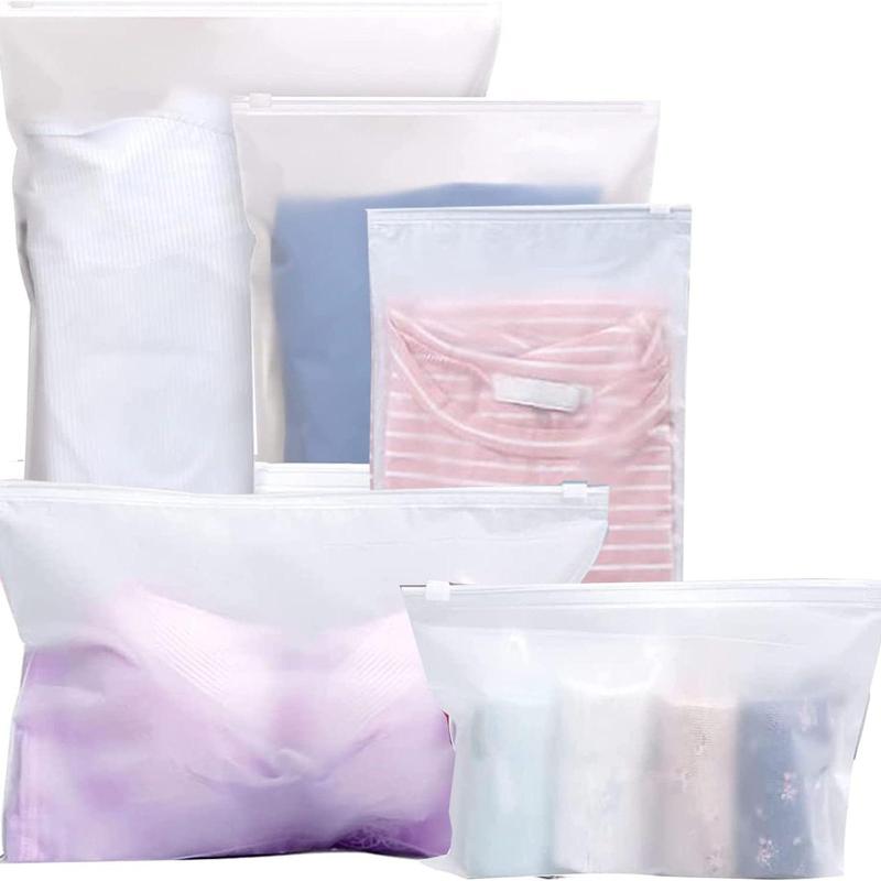 Reusable Bag with Zipper, 20pcs set Frosted Clear Waterproof Clothes Storage Bag, Waterproof Luggage Organizer Pouch for Clothes Garment School Trip