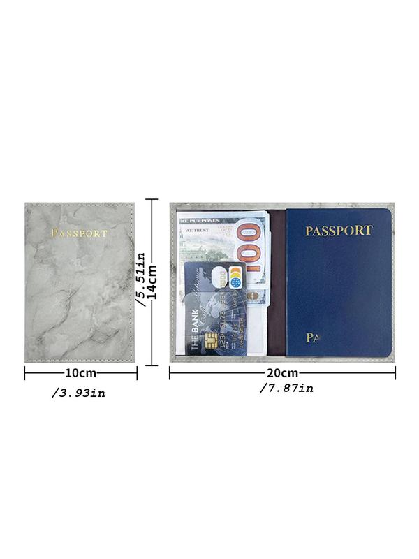 Marble Pattern Passport Cover,  Letter Pattern PU Leather Passport Holder, Travel Accessories For Men & Women