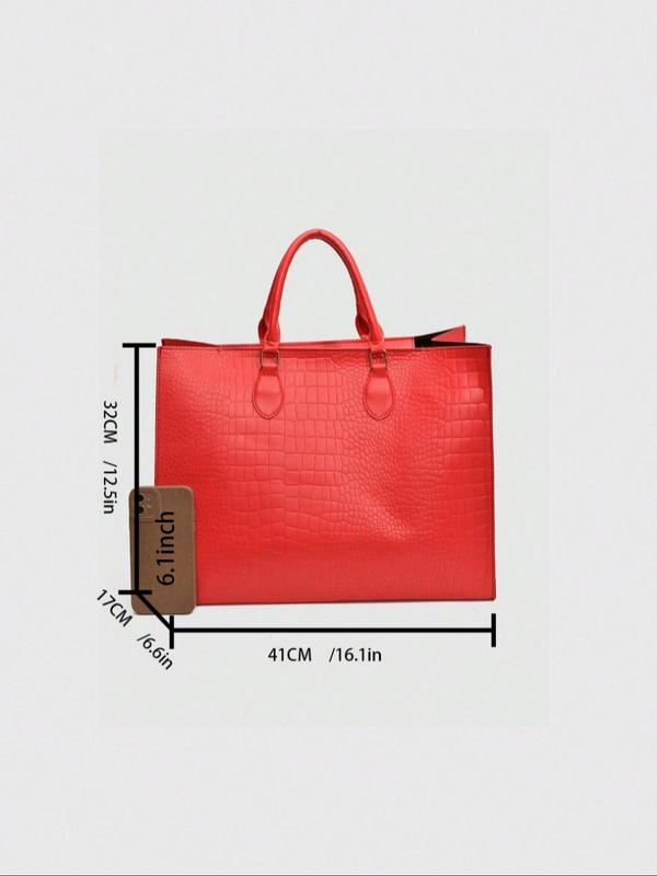 Women's Solid Color Tote Bag, Fashionable Large Capacity Shoulder Bag for Daily Used, Casual Trendy Versatile High-quality Daily Commuting Bag,  Shopping Bag