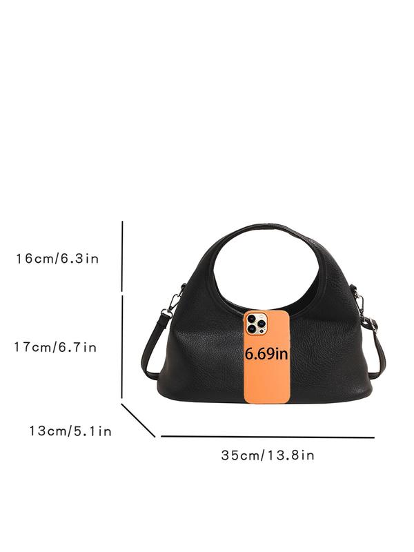 Women's Fashionable Solid Color Handbag, Casual Versatile Zipper Hobo Bag for Daily Used, Trendy All-match Commuter Bag