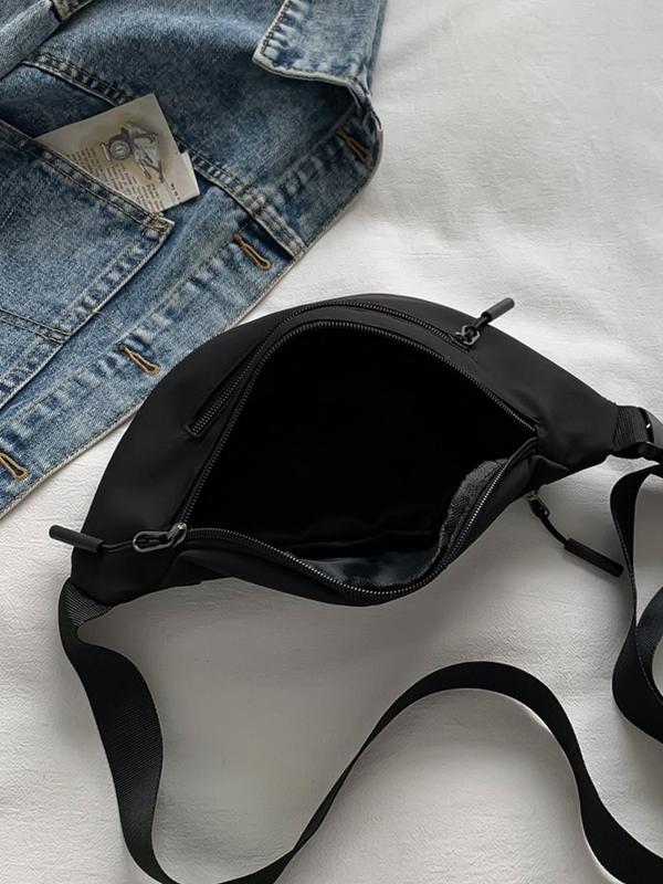 Men's Simple Style Solid Zipper Sling Bag,  Casual Sportive Fanny Pack, Fashionable Casual Matching Chest Bag for Daily Use