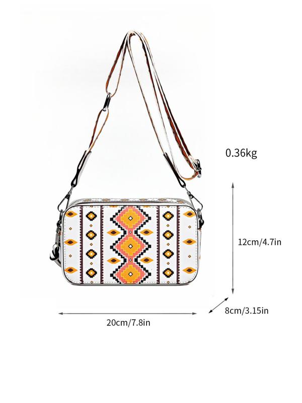 Women's Ethnic Pattern Zipper Shoulder Bag, Crossbody Bag for Daily Used, Casual Trendy Versatile High-quality Daily Commuting Bag, Girl Shopping Bag