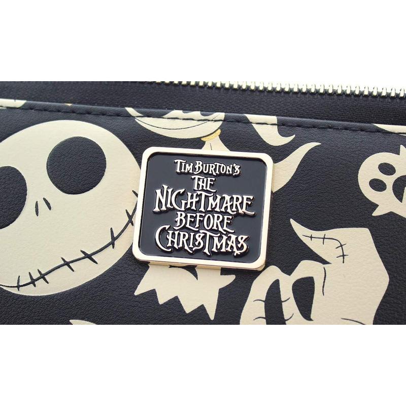 Nightmare Before Christmas Jack Skellington Zero Oogie Boogie Full Zip Wallet (Black, One Size)