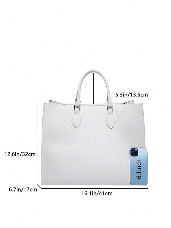 Women's Solid Color Tote Bag, Fashionable Large Capacity Shoulder Bag for Daily Used, Casual Trendy Versatile High-quality Daily Commuting Bag,  Shopping Bag