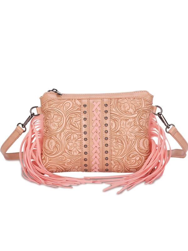 Boho Style Tassel Decorated Crossbody Bag, Fashionable Studded Design Crossbody Bag for Women, Casual Trendy Versatile High-quality Daily Commuting Bag