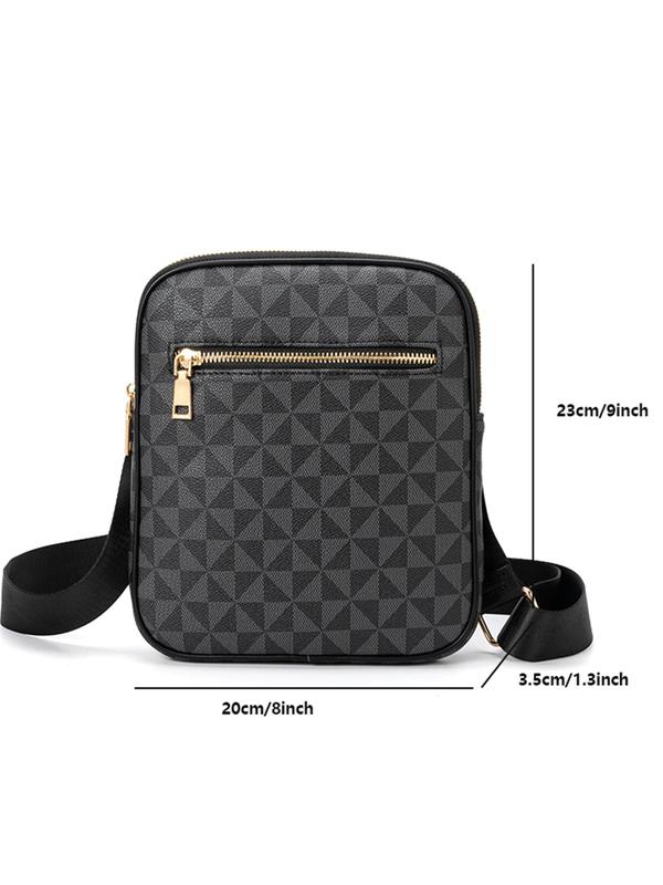 Summer Presbyopia Old Money Style Casual All Over Print Zipper Crossbody Bag, Minimalist Business Fashion Shoulder Bag, Men's Work Bag for Daily Use As Gift