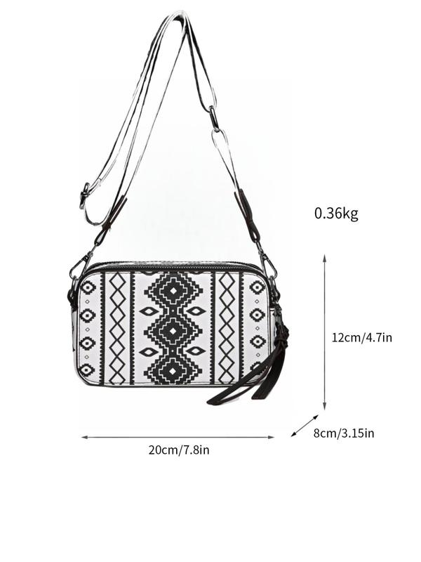 Women's Ethnic Pattern Zipper Shoulder Bag, Crossbody Bag for Daily Used, Casual Trendy Versatile High-quality Daily Commuting Bag, Girl Shopping Bag