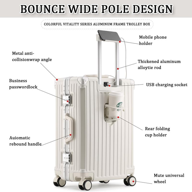 20-inch new suitcase, trolley case, multifunctional suitcase, sturdy and durable, boarding password suitcase