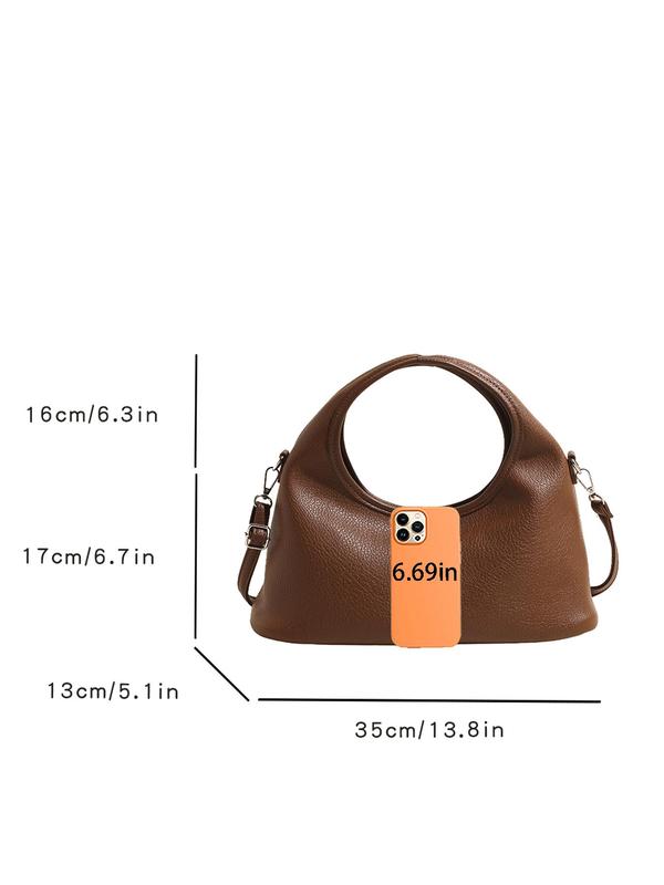 Women's Fashionable Solid Color Handbag, Casual Versatile Zipper Hobo Bag for Daily Used, Trendy All-match Commuter Bag