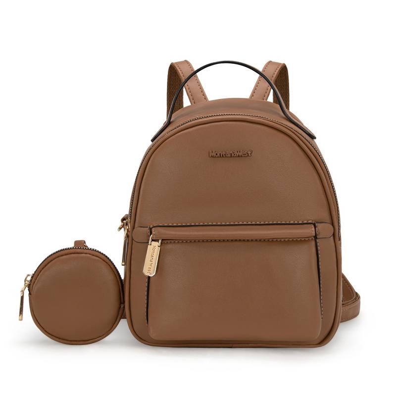 Montana West Mini Fashion Backpack, soft PU Leather, Lightweight Design and Detachable Round Coin Purse