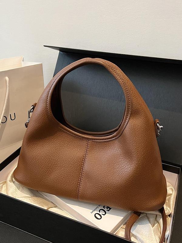 Women's Fashionable Solid Color Handbag, Casual Versatile Zipper Hobo Bag for Daily Used, Trendy All-match Commuter Bag