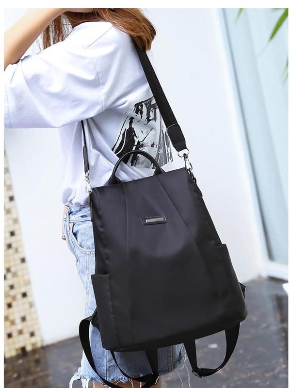 Simple Plain Backpack, Casual Waterproof Backpack with Adjustable Strap, Fashionable Backpack for School & Travel