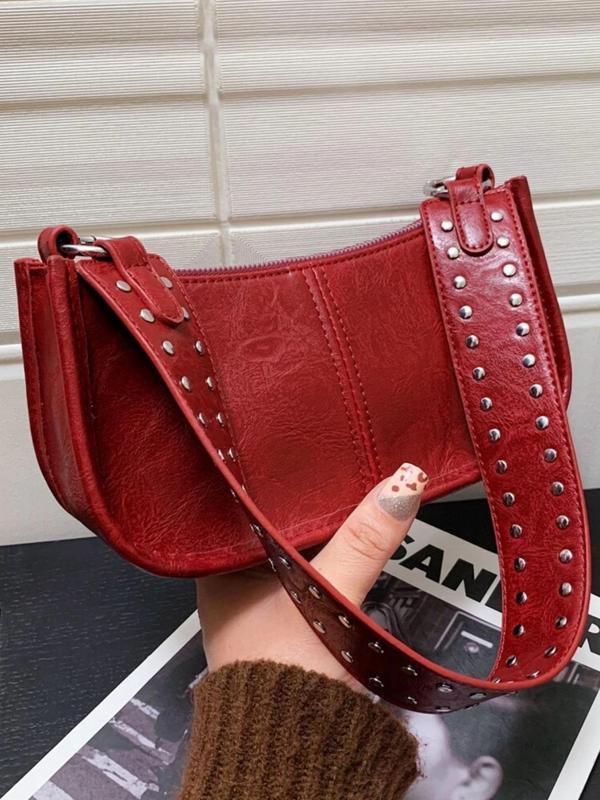 Women's Y2K Style Studded Decorated Shoulder Bag, Vintage Trendy Crossbody Bag for Women, Crossbody Purses 2024, Fashionable Underarm Bag for Daily Use