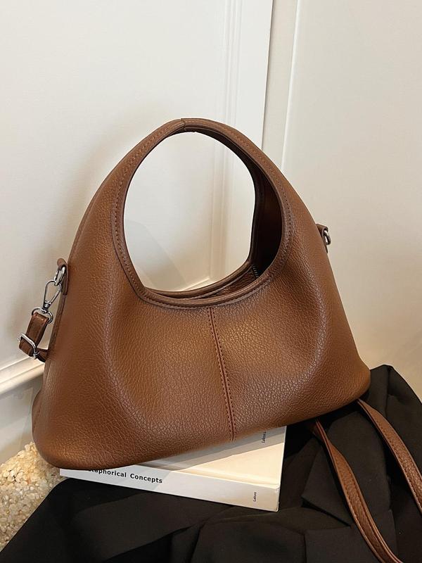 Women's Fashionable Solid Color Handbag, Casual Versatile Zipper Hobo Bag for Daily Used, Trendy All-match Commuter Bag