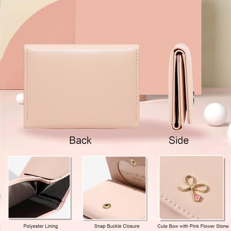 Girls Cute Wallet Coquette Bow Wallet Small Wallet Slim Credit Card Holder ID Window for Women