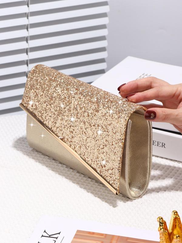 Women's Elegant Glitter Evening Bag, Exquisite Trendy Chain Strap Clutch Bag As Gifts, Fashionable Bag for Party Decoration