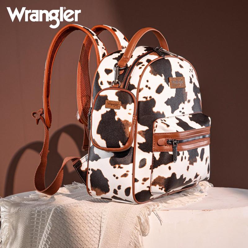 Wrangler Cow Print Backpack Cute Daypacks Large Bookbag Purse for Women