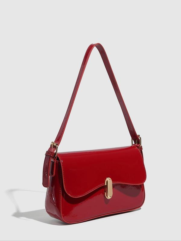 Women's Solid Shoulder Bag, Fashionable Pu Leather Crossbody Bag for Daily Used, Casual Trendy Versatile High-quality Daily Commuting Bag