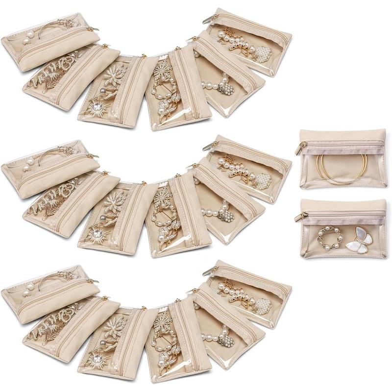 Travel Jewelry Bags,Jewelry Pouch Bag, Clear velvet zipper pockets Storage Bag Organizer Case for Women Girl Gift 6 Pcs