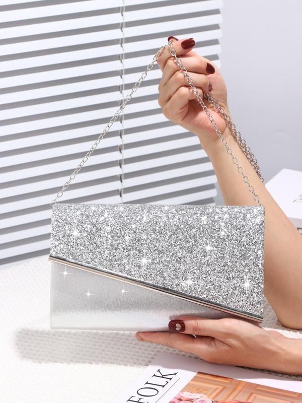 Women's Elegant Glitter Evening Bag, Exquisite Trendy Chain Strap Clutch Bag As Gifts, Fashionable Bag for Party Decoration