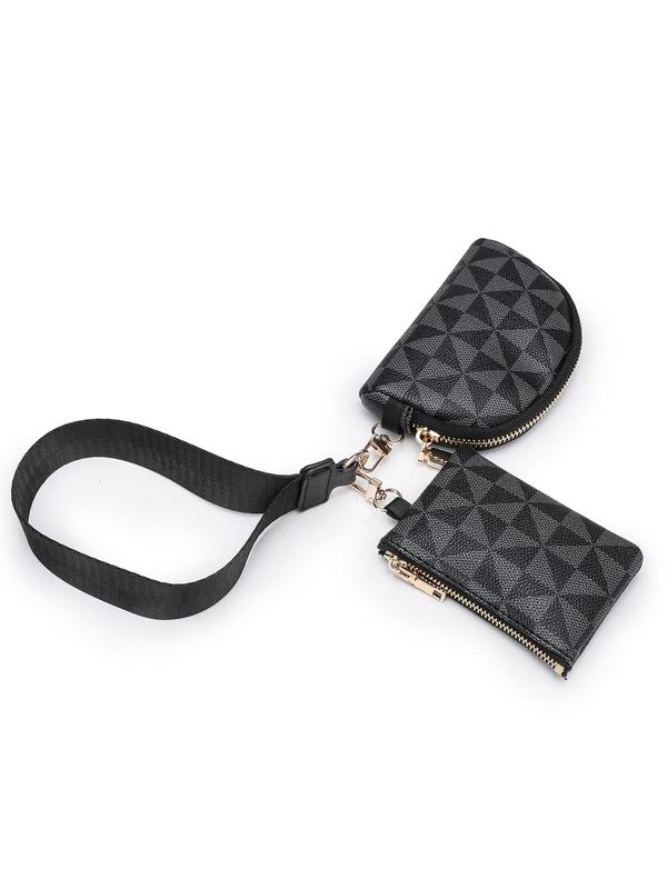 Women's Fashionable Geometric Pattern Zipper Coin Purse & Key Holder, Casual Versatile Pvc Coin Purse & Key Holder, Trendy All-match Wallet for Daily Use