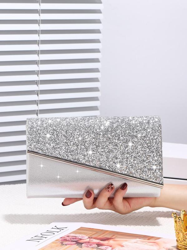 Women's Elegant Glitter Evening Bag, Exquisite Trendy Chain Strap Clutch Bag As Gifts, Fashionable Bag for Party Decoration