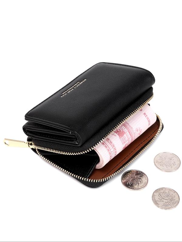 Women's Minimalist Temperament Letter Pattern Bifold Wallet, Fashionable Zipper Coin Purse for Daily Used, Casual Trendy Versatile High-quality Wallet for Women