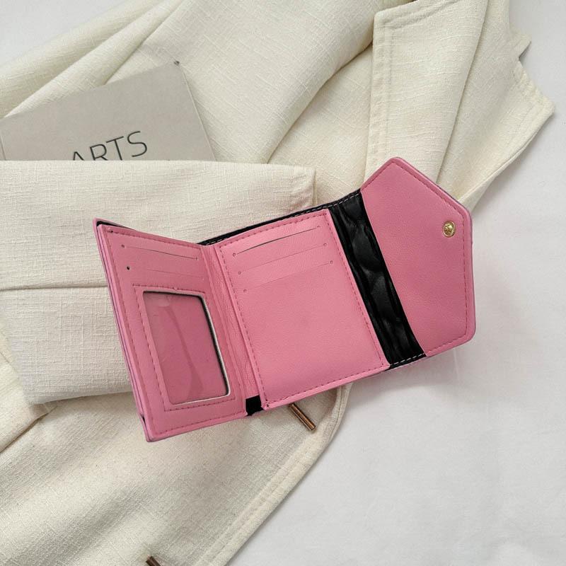 Women's elegant Pu leather short wallet, luxurious wallet, minimalist fashion solid color three fold wallet, fashionable full daily card holder