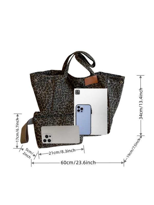 Fashion Leopard Pattern Tote Bag & Coin Purse Set, Large Capacity Shoulder Bag & Coin Purse, Luxury Bags Casual Trendy Versatile High-quality Daily Commuting Bag Set